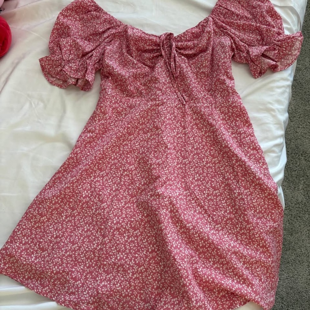 Floral Pink Off-Shoulder Dress